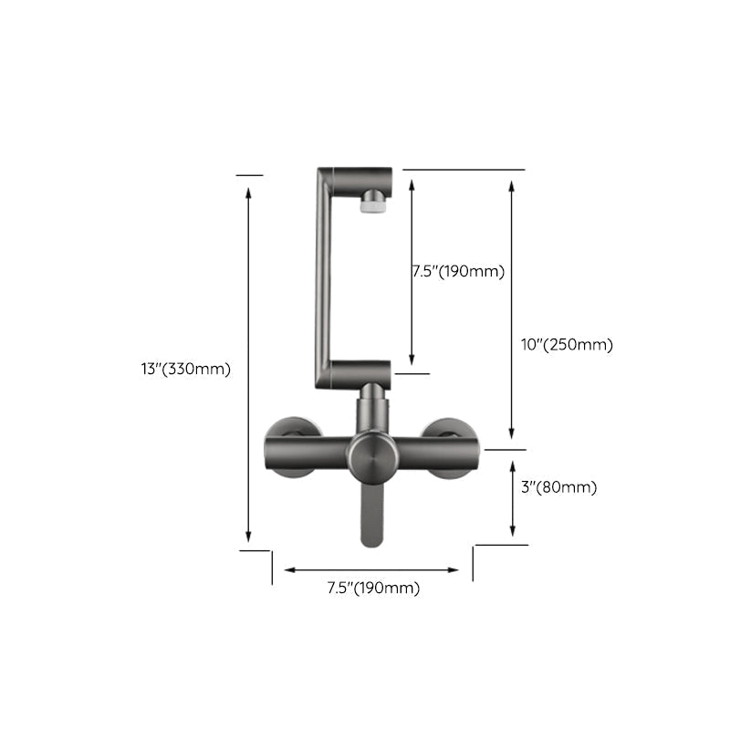 Modern Wall-Mount Kitchen Faucet Single Handle Faucet in Chrome