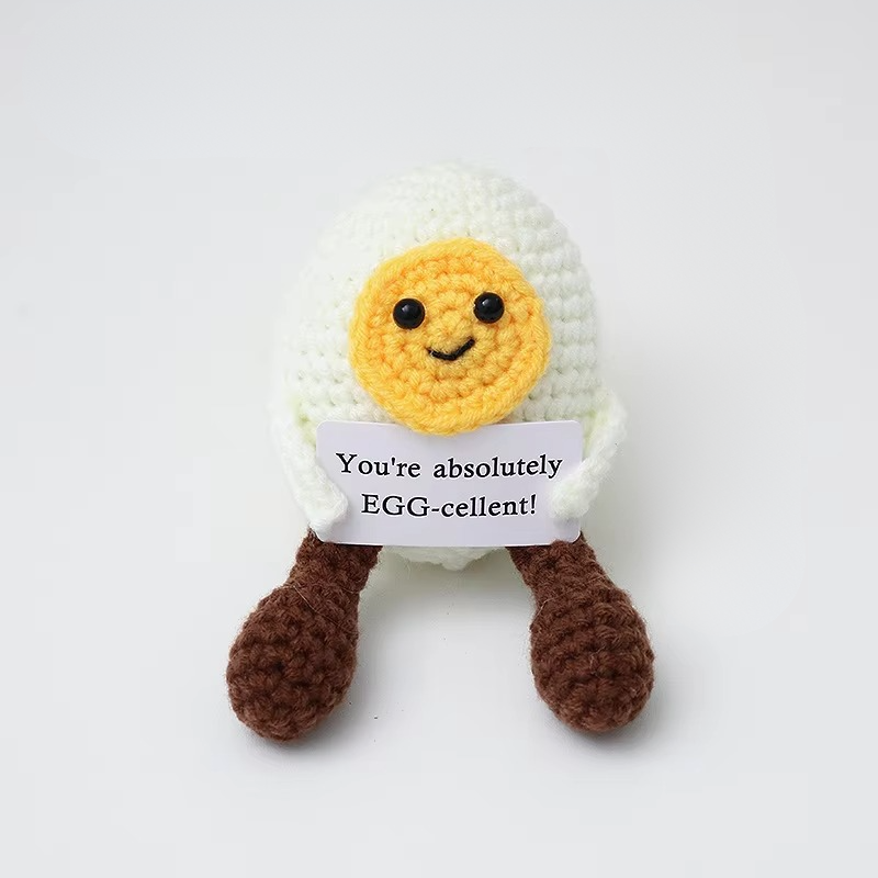 Charming Handmade Crochet Hedgehog Doll with Positivity Affirmation Card