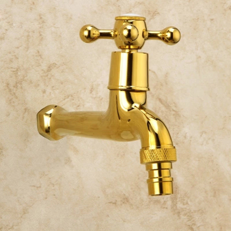 Glam Wall-mounted Bathroom Faucet Cross Handle Low Arc Round Basin Faucet