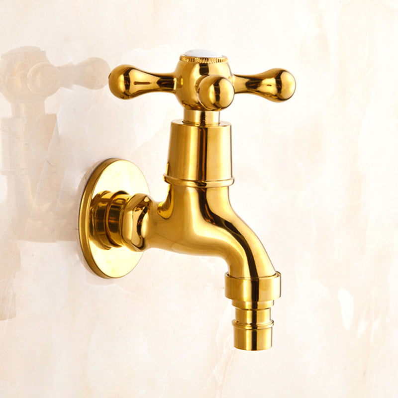 Glam Wall-mounted Bathroom Faucet Cross Handle Low Arc Round Basin Faucet