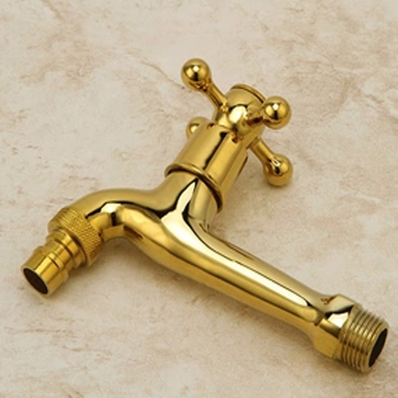 Glam Wall-mounted Bathroom Faucet Cross Handle Low Arc Round Basin Faucet