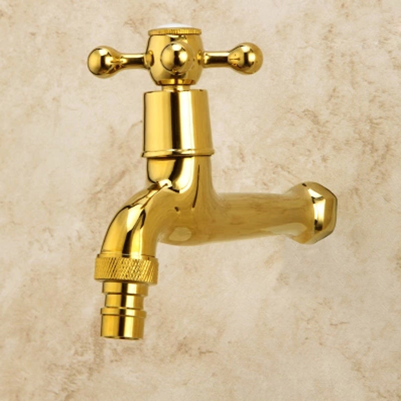 Glam Wall-mounted Bathroom Faucet Cross Handle Low Arc Round Basin Faucet