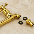 Glam Wall-mounted Bathroom Faucet Cross Handle Low Arc Round Basin Faucet