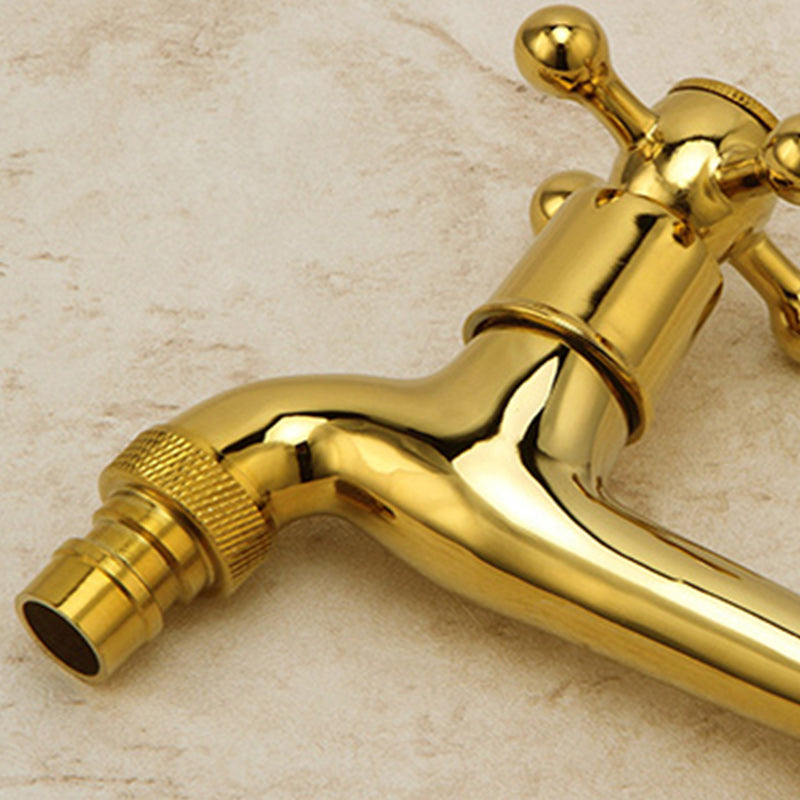 Glam Wall-mounted Bathroom Faucet Cross Handle Low Arc Round Basin Faucet