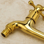Glam Wall-mounted Bathroom Faucet Cross Handle Low Arc Round Basin Faucet