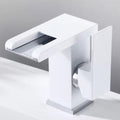 Contemporary Square Vessel Faucet Waterfall Spout with LED Three-Color Illumination