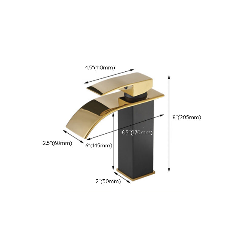 Waterfall spout basin tap lever handle square basin tap