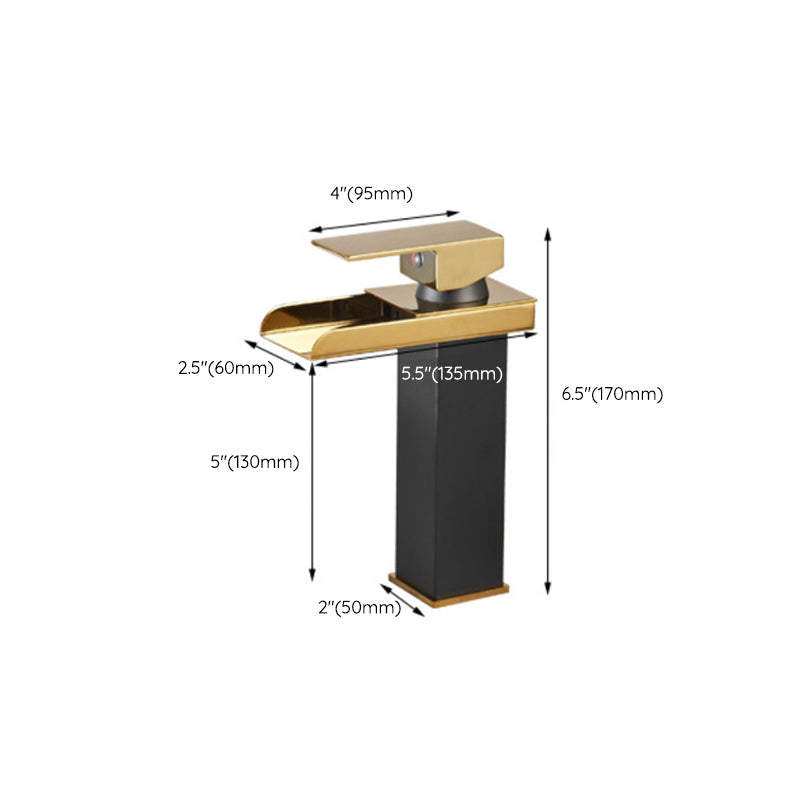 Waterfall spout basin tap lever handle square basin tap