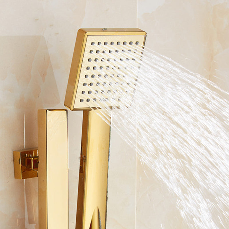 Contemporary Shower Head Square Golden Bathroom Handheld Shower
