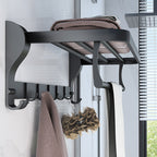 Modern Bathroom Hardware Set Matte Black Metal Bathroom Accessory Set Rust-Free