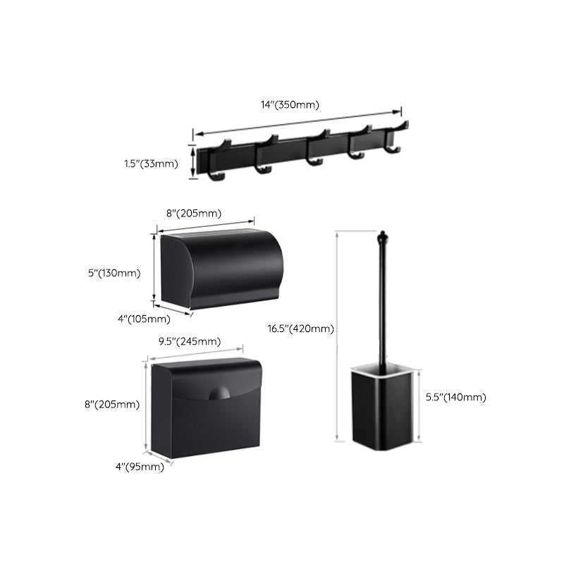 Modern Bathroom Hardware Set Matte Black Metal Bathroom Accessories Set Rustproof