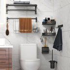 Modern Bathroom Hardware Set Matte Black Metal Bathroom Accessories Kit