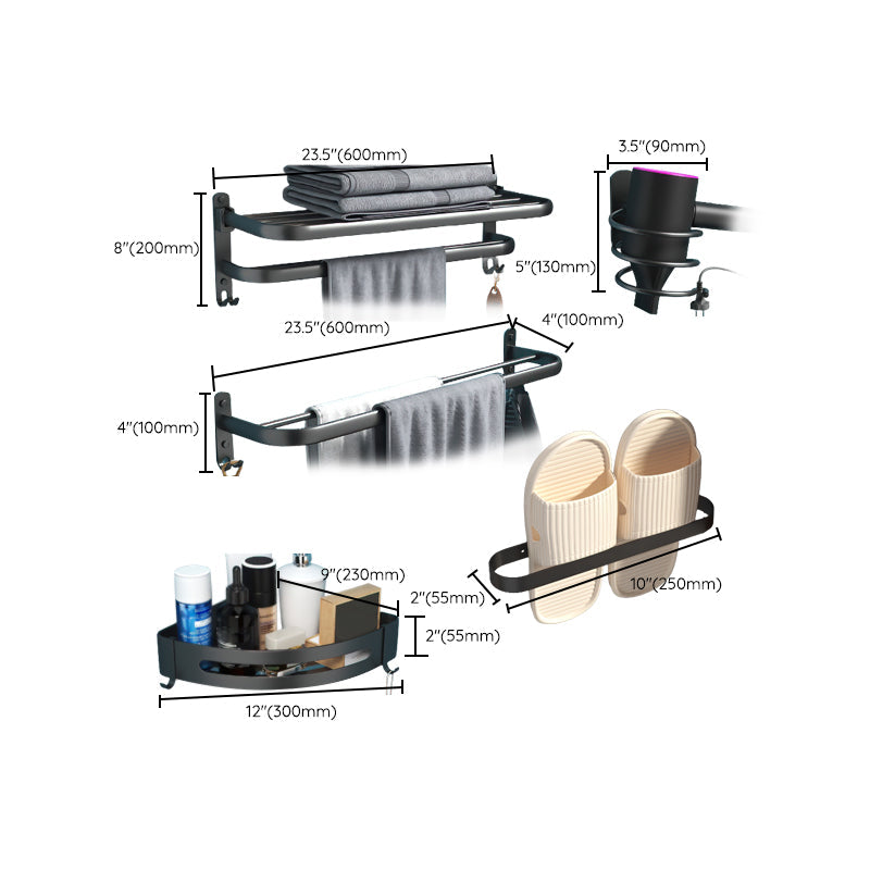 Modern Bathroom Hardware Set Matte Black Metal Bathroom Accessories Kit
