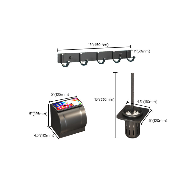 Modern Bathroom Hardware Set Matte Black Metal Bathroom Accessories Kit