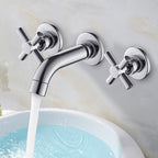 Modern Cross Handle Faucet Monochrome Wall Mounted Bathroom Faucet