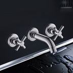 Modern Cross Handle Faucet Monochrome Wall Mounted Bathroom Faucet