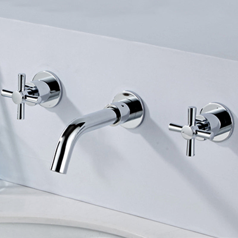 Modern Cross Handle Faucet Monochrome Wall Mounted Bathroom Faucet