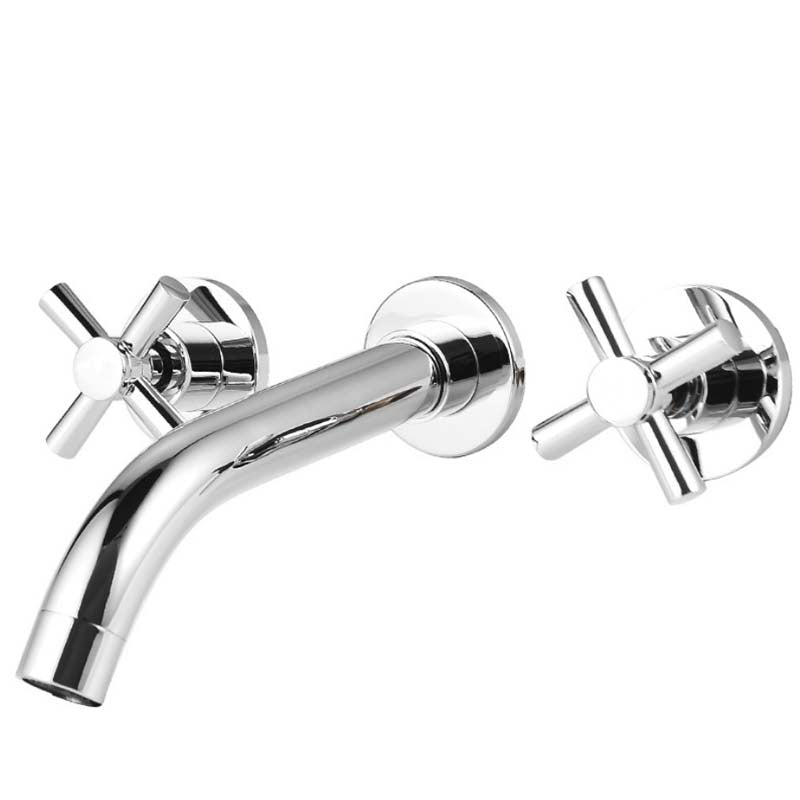Modern Cross Handle Faucet Monochrome Wall Mounted Bathroom Faucet