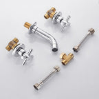 Modern Cross Handle Faucet Monochrome Wall Mounted Bathroom Faucet