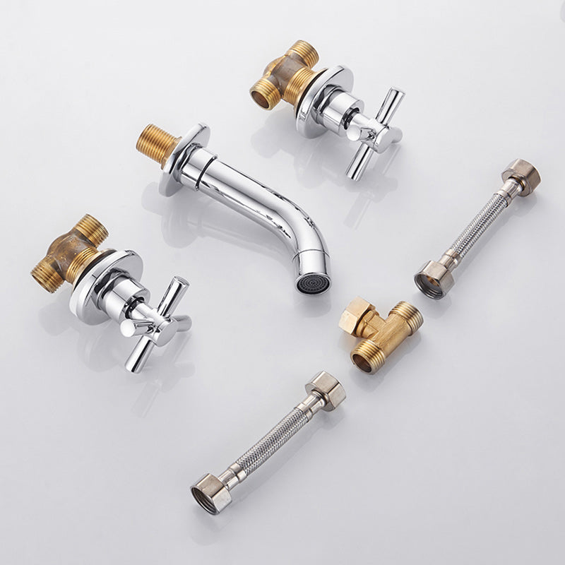 Modern Cross Handle Faucet Monochrome Wall Mounted Bathroom Faucet