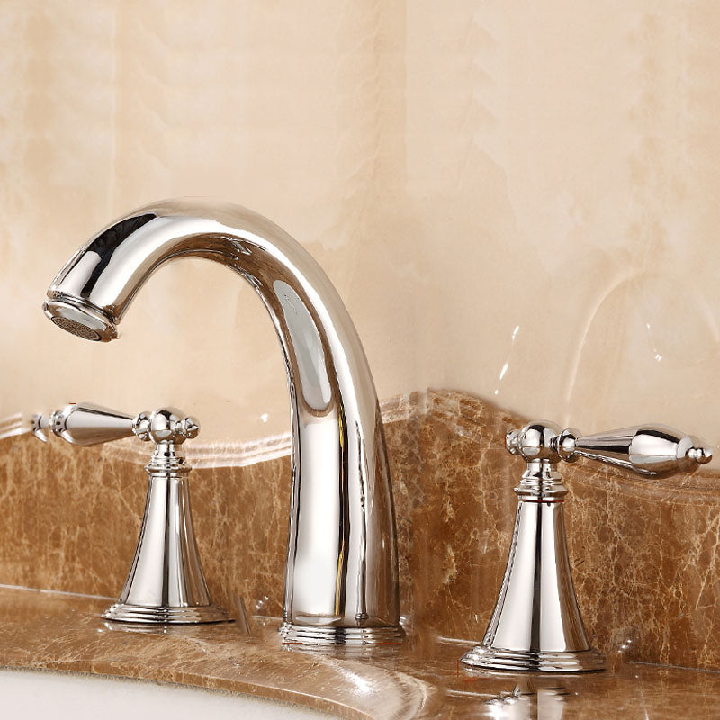 Traditional Roman Bathtub Faucet Set Copper Fixed Deck Mount with Handles
