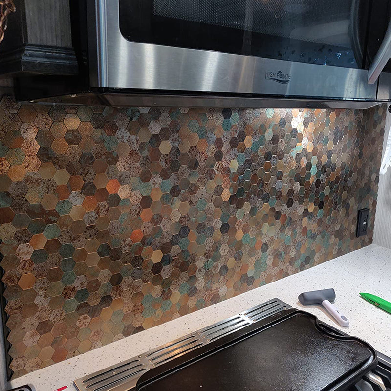 Modern Tile-Peel & Stick Metal Mosaic Tile Hexagon Peel & Stick Subway Tile