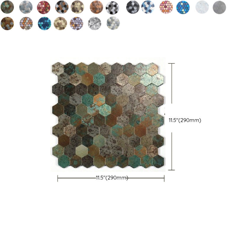Modern Tile-Peel & Stick Metal Mosaic Tile Hexagon Peel & Stick Subway Tile