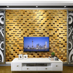 Wood Mosaic Cladding Shiplap Glue Contemporary Interior Wall Cladding