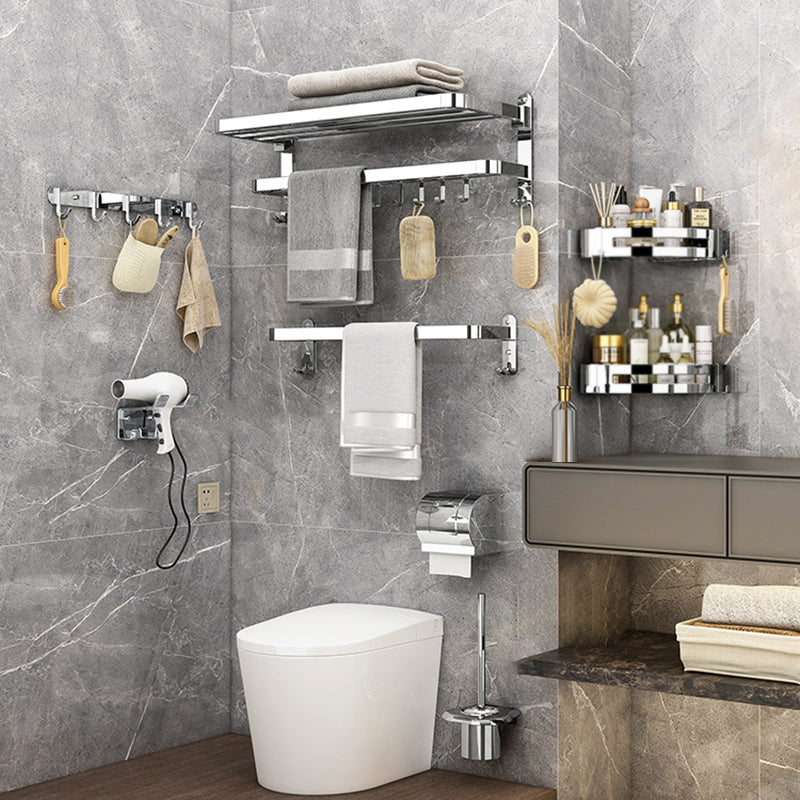 Modern Bathroom Accessory Set Silver Metal Bathroom Accessory