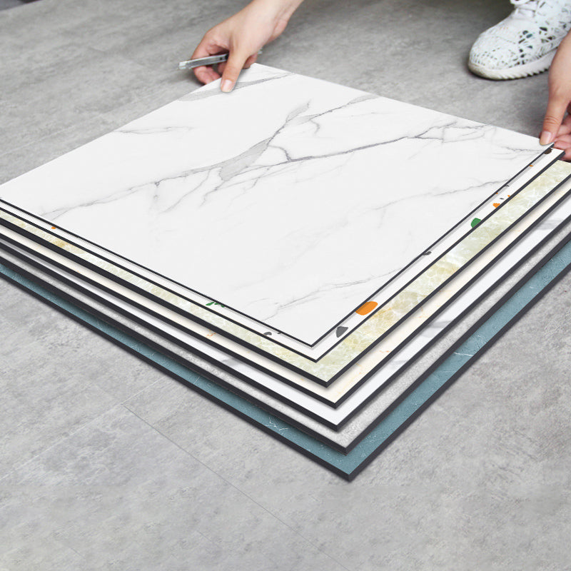 Modern PVC Peel and Stick Tile Floor Marble Look Mold Resistant Vinyl Tiles