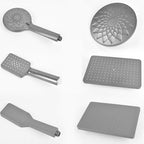 Rectangular Gray Showerhead Combo Standard Spray Pattern Showerhead