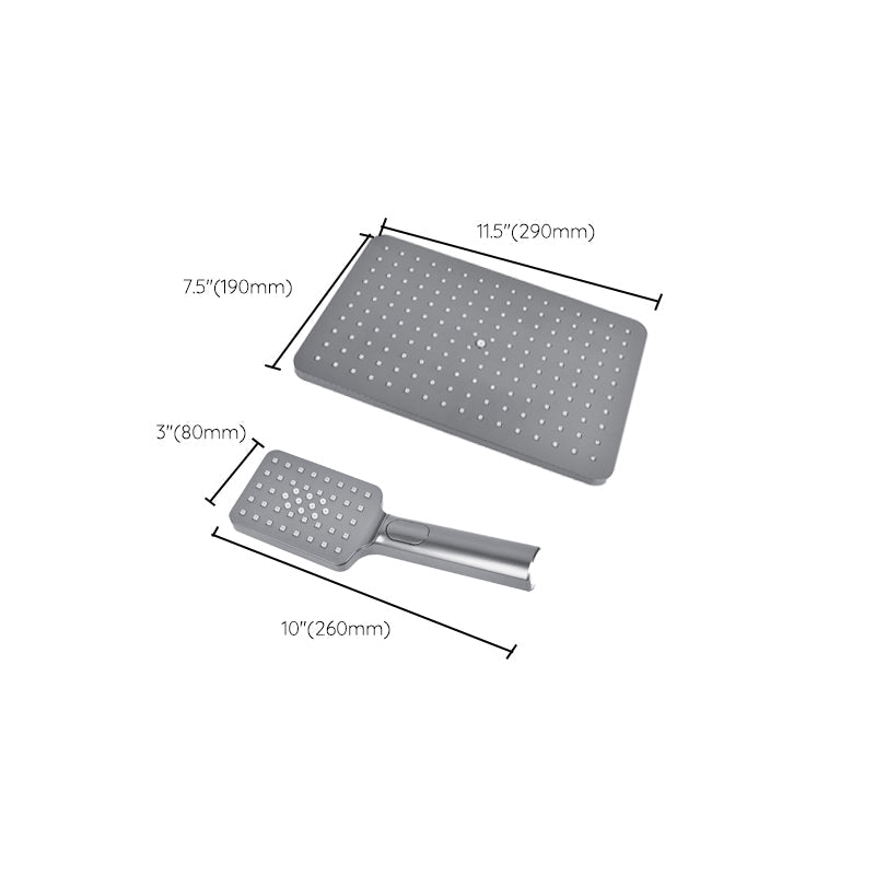 Rectangular Gray Showerhead Combo Standard Spray Pattern Showerhead