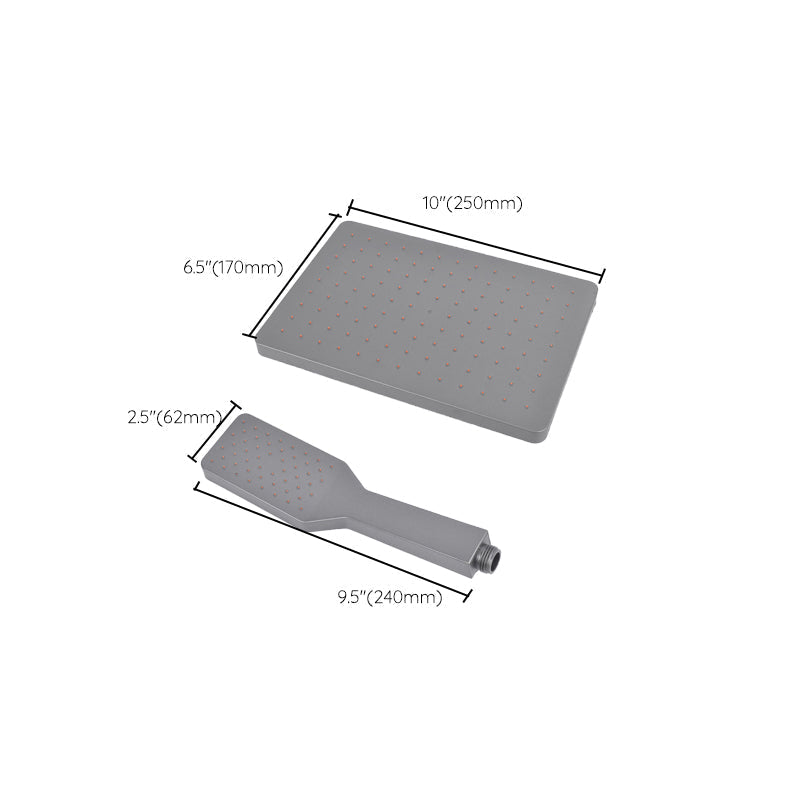 Rectangular Gray Showerhead Combo Standard Spray Pattern Showerhead
