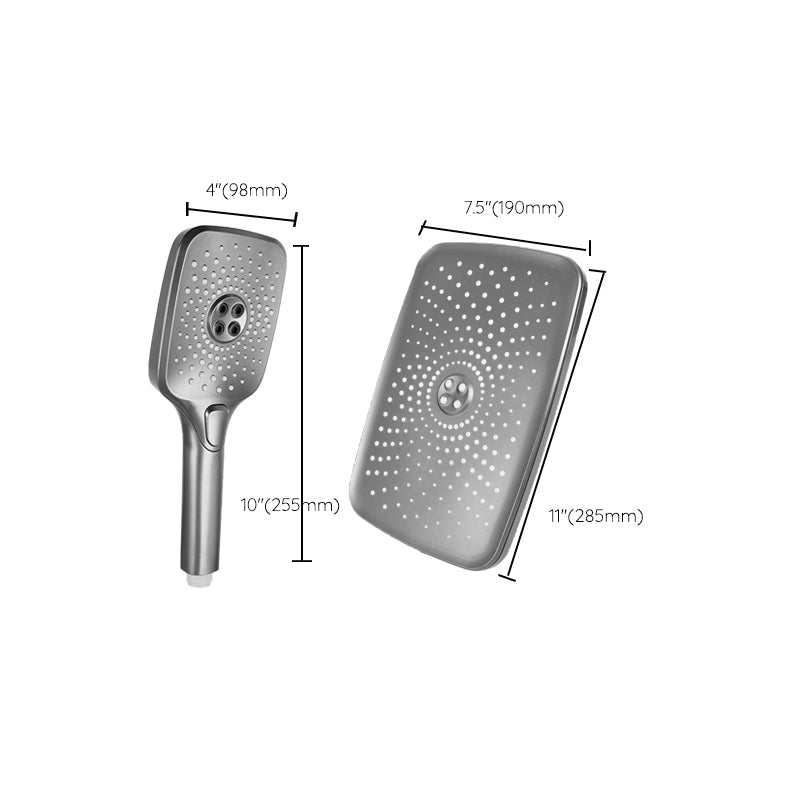 Modern Gray Showerhead Combo Standard Spray Pattern Rectangular Large Showerhead