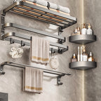 Traditional bathroom accessory as a single piece or in a set in gray