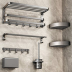 Traditional bathroom accessory as a single piece or in a set in grey