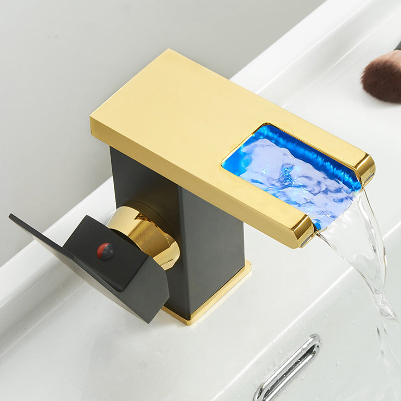 Modern Waterfall Spout Sink Faucet with LED Brass Sink Faucet