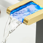 Modern Waterfall Spout Sink Faucet with LED Brass Sink Faucet