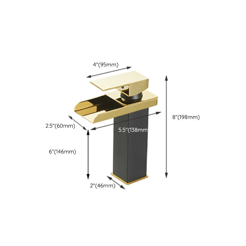 Modern Waterfall Spout Sink Faucet with LED Brass Sink Faucet