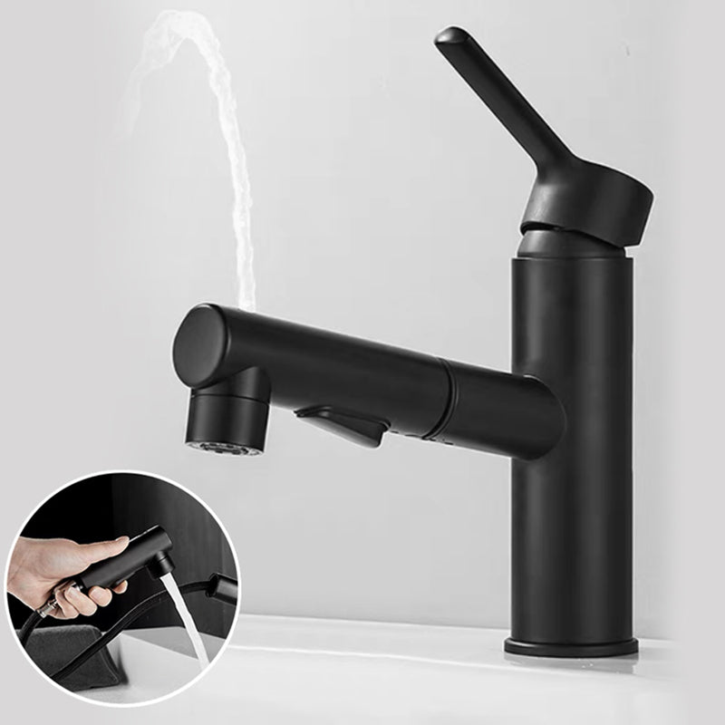 Bathroom vessel faucet high arc three-way spout single-handle faucet with pull-out sprayer