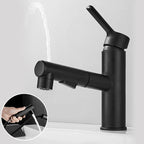 Bathroom vessel faucet high arc three-way spout single-handle faucet with pull-out sprayer