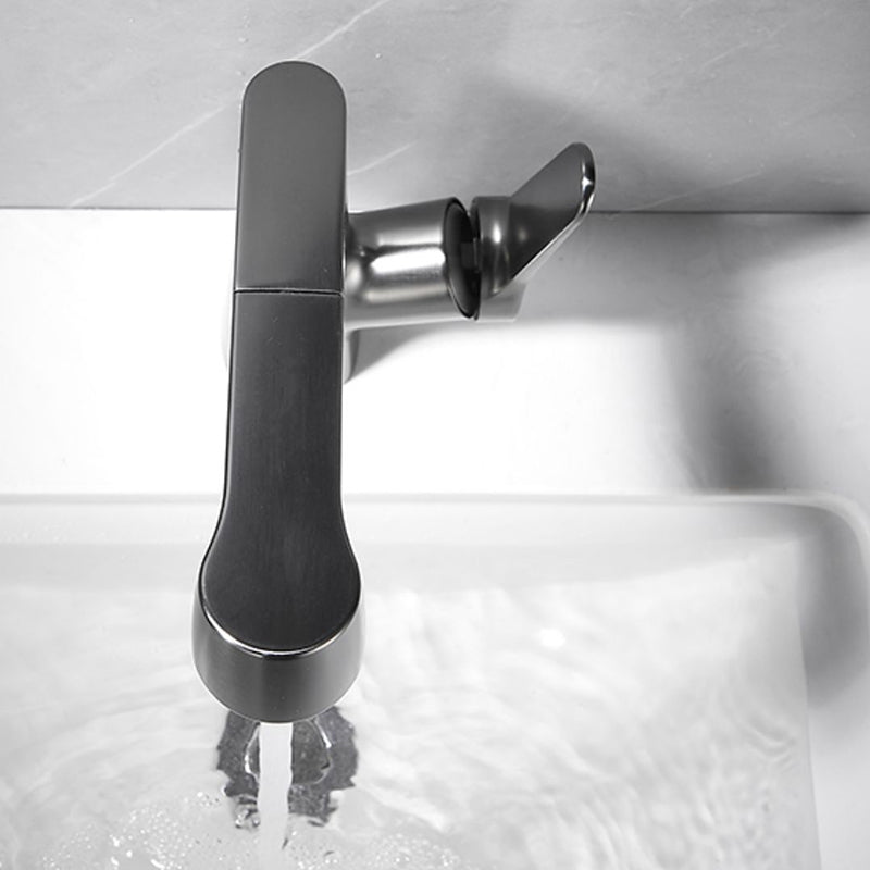 Bathroom vessel faucet high arc three-way spout single-handle faucet with pull-out sprayer