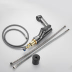 Bathroom vessel faucet high arc three-way spout single-handle faucet with pull-out sprayer