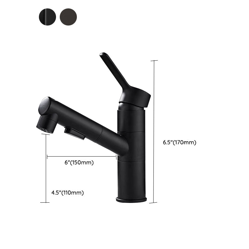 Bathroom vessel faucet high arc three-way spout single-handle faucet with pull-out sprayer
