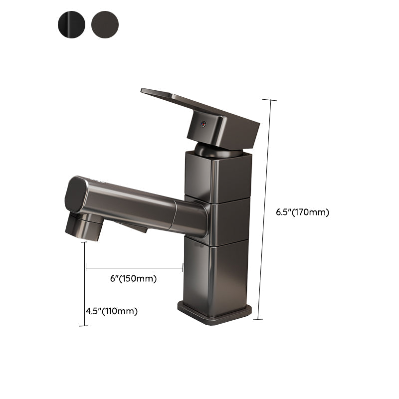 Bathroom vessel faucet high arc three-way spout single-handle faucet with pull-out sprayer