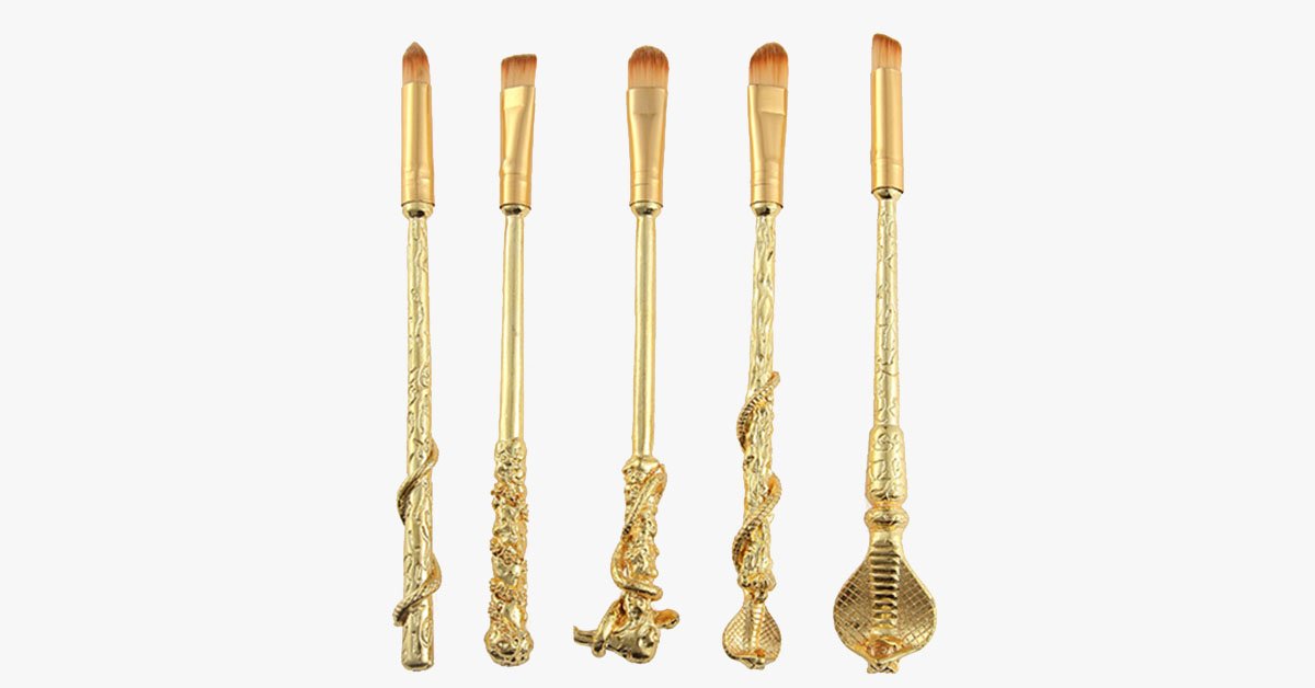 Gold-coated Magic Brush Set with 5 gold-coated eyeshadow brushes - Works wonders on your eyes!