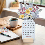 2025 Bloomy Flowers Desk Calendar Decorative & Functional Planner