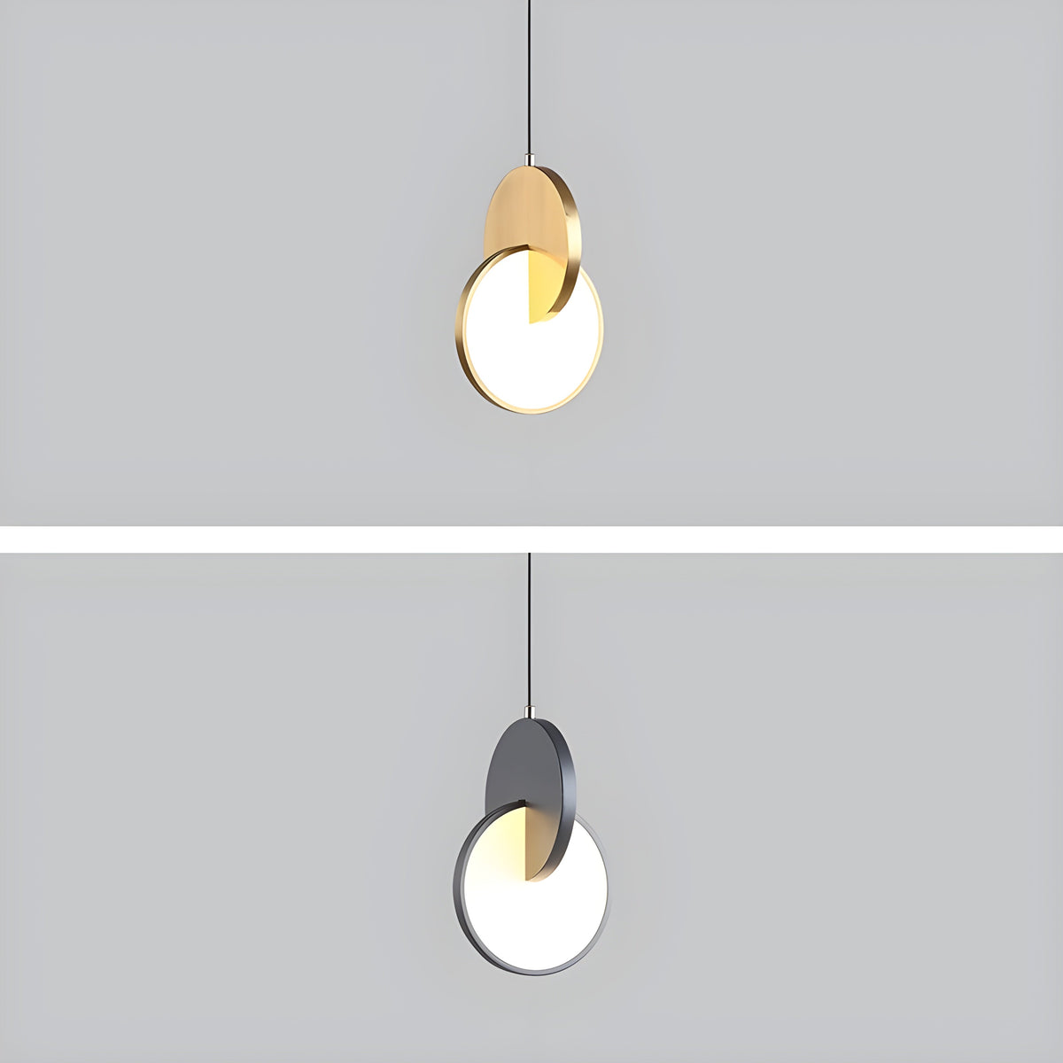 Modern Scandinavian LED Pendant Lamp with Round Frame and Warm Glow