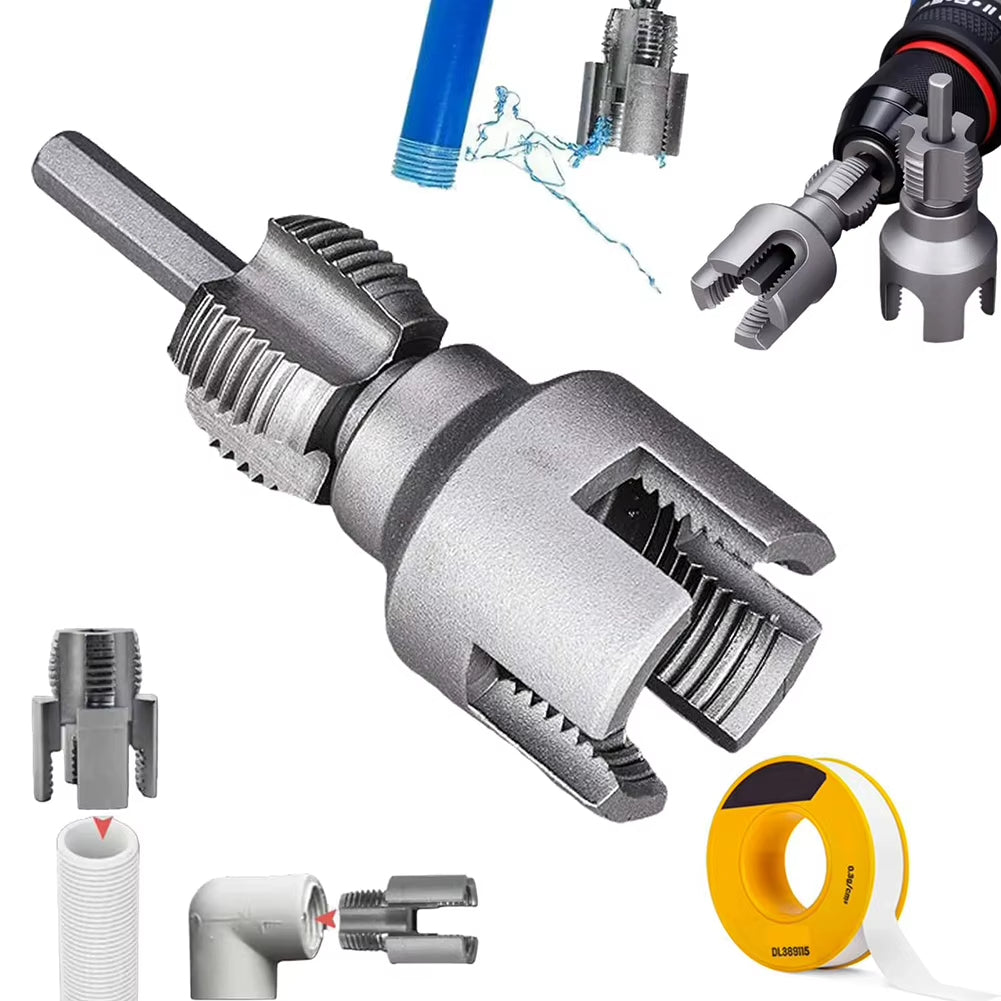 Pipe Thread Reamer & Edge Cutter Drill Attachment Tool