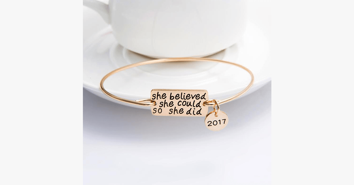 She believed she could, so she did bracelet with 2017 charm